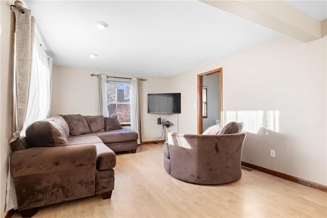 living room featuring light wood-type flooring