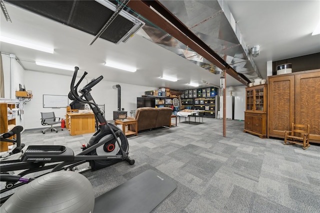 exercise area with light carpet