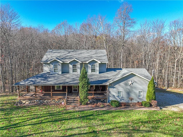 505 Greenbriar Rd, Pa, PA 15431 - view of front of house featuring a porch, a view of trees, and a front yard