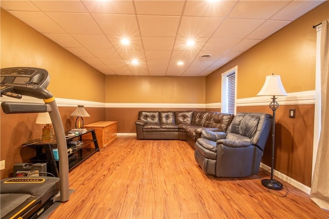 505 Greenbriar Rd, Pa, PA 15431 - living area with light wood-type flooring, a paneled ceiling, and recessed lighting