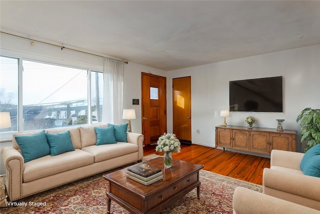 living room with wood-type flooring