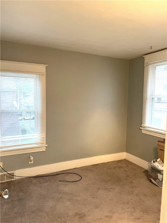 carpeted empty room featuring a wealth of natural light