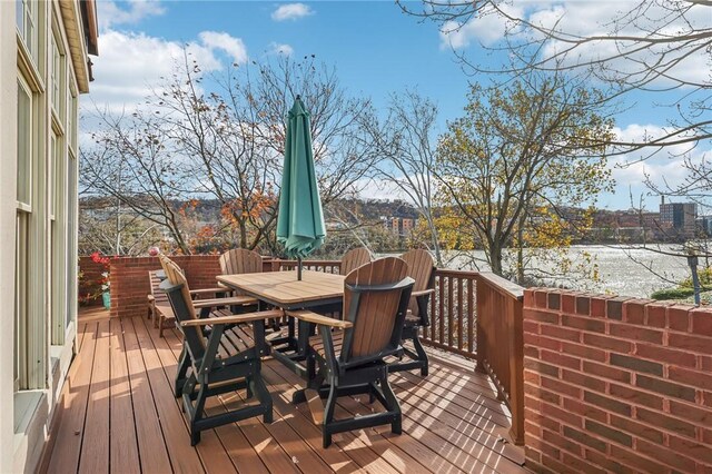 88 Waterfront Dr, Washingtons Landing, PA 15222 - deck featuring outdoor dining area and a water view