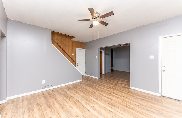 interior space featuring ceiling fan and light hardwood / wood-style floors