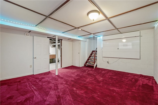 basement with carpet floors