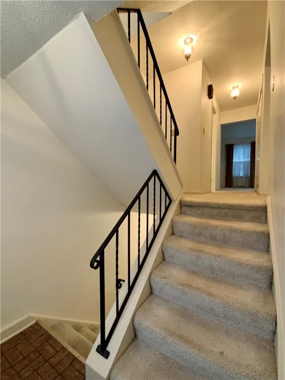 staircase with carpet