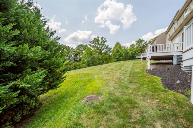 view of yard featuring a deck