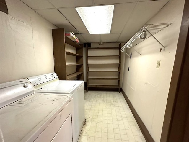 clothes washing area with independent washer and dryer