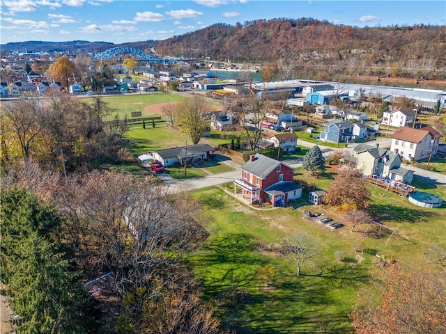 aerial view with a mountain view