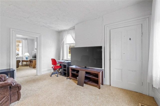 carpeted living room with a healthy amount of sunlight