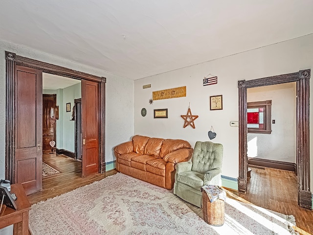 living room with hardwood / wood-style floors