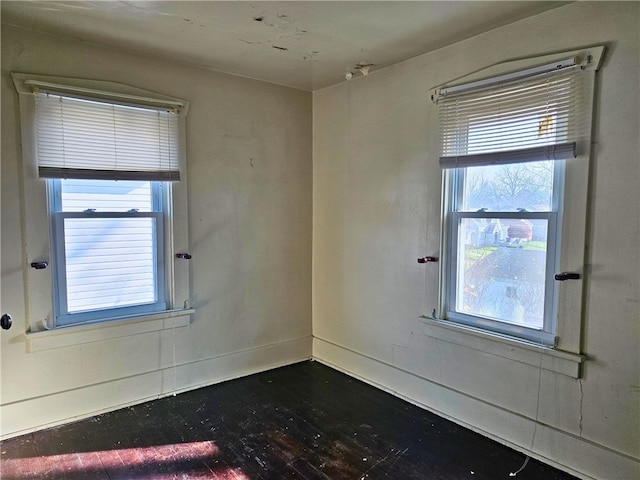 empty room featuring dark hardwood / wood-style floors and plenty of natural light