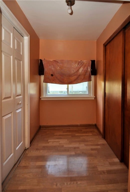 hall featuring light hardwood / wood-style flooring