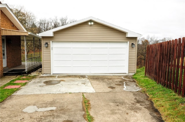 view of garage