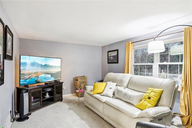 living room with light colored carpet