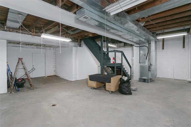 basement with heating unit