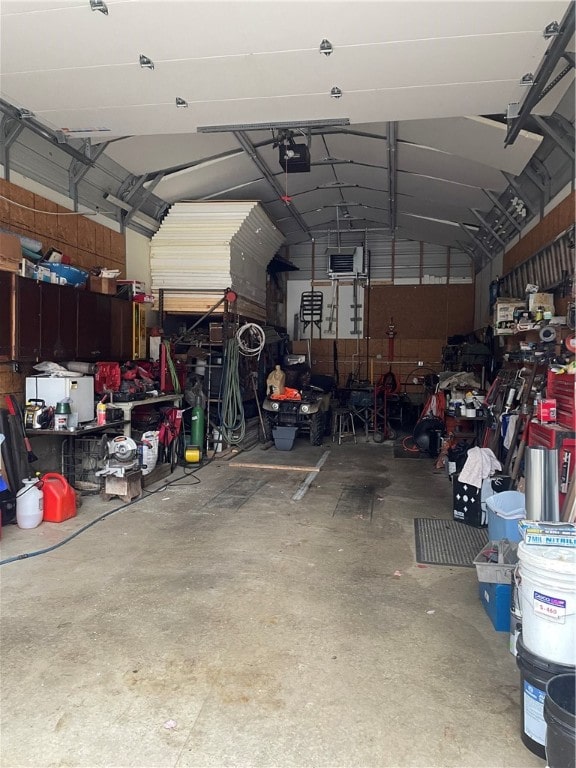 garage with a garage door opener