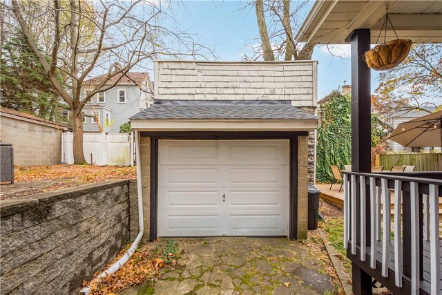 view of garage