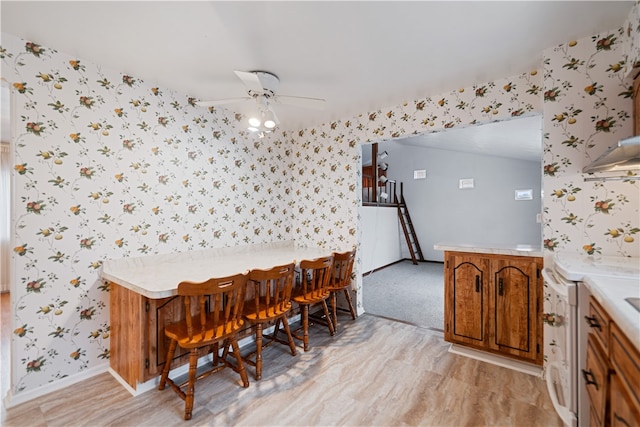 dining space featuring ceiling fan