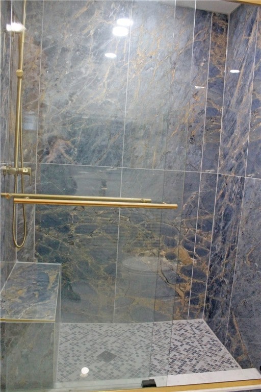 interior details with an enclosed shower