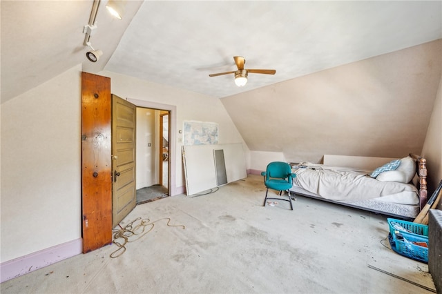 bonus room featuring ceiling fan and lofted ceiling