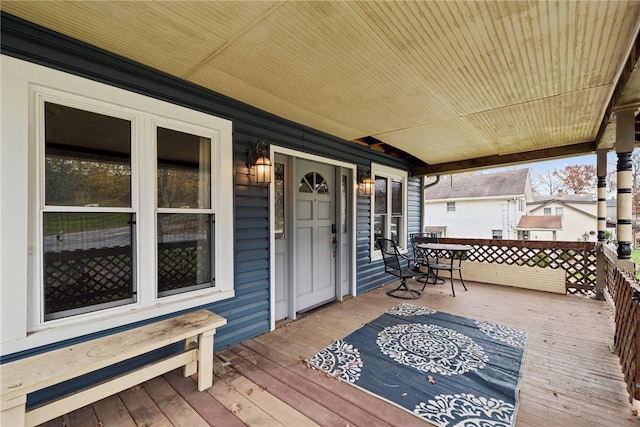 wooden deck with covered porch