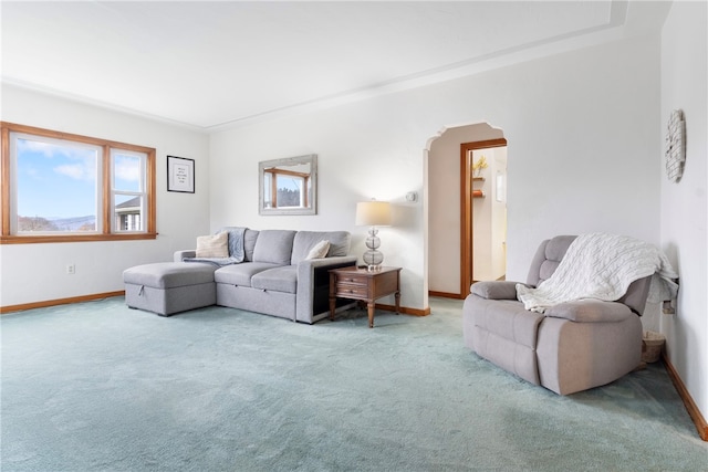 living room with carpet floors