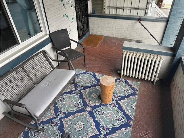 balcony with radiator heating unit