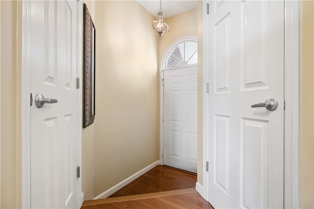 foyer entrance with hardwood / wood-style flooring