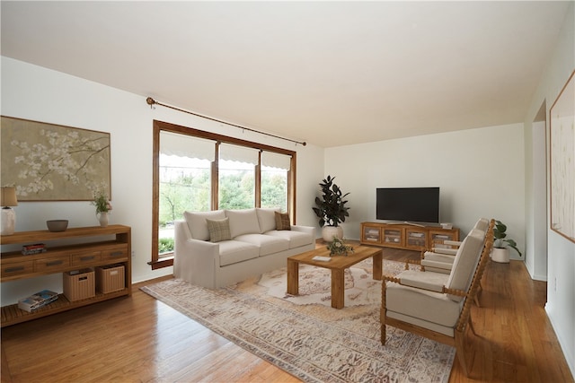 living room featuring light hardwood / wood-style flooring