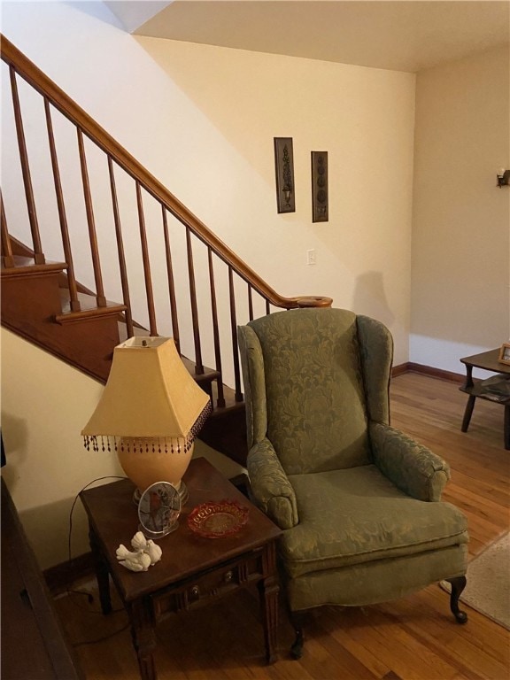 sitting room featuring light hardwood / wood-style flooring