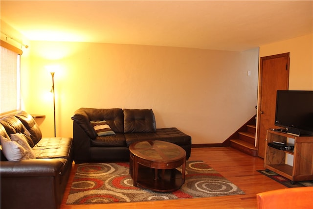 living room with hardwood / wood-style floors