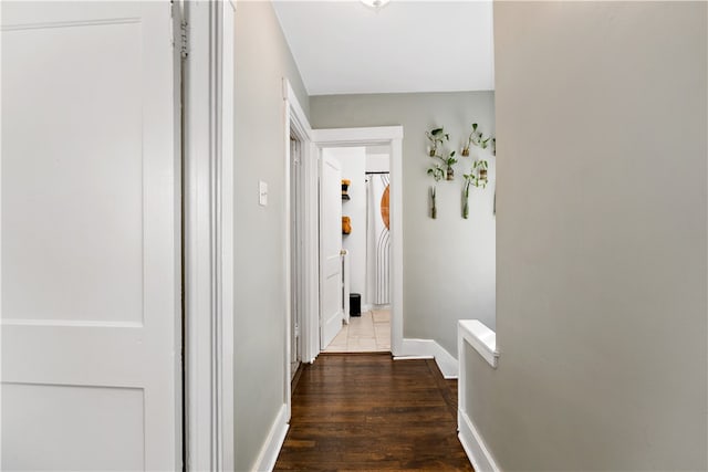 hall featuring dark wood-type flooring