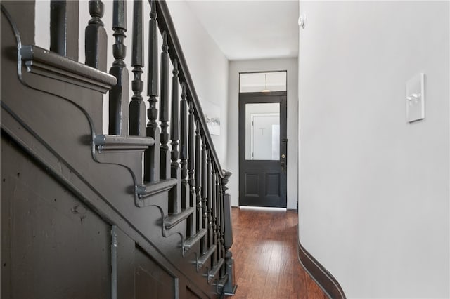 entrance foyer with dark hardwood / wood-style floors