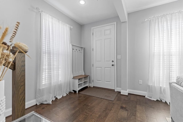 foyer entrance featuring dark hardwood / wood-style flooring