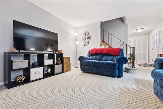 living room with carpet flooring