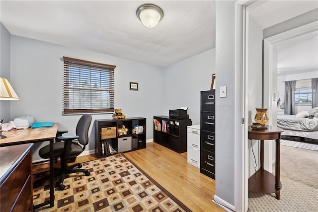 office space featuring light wood-type flooring