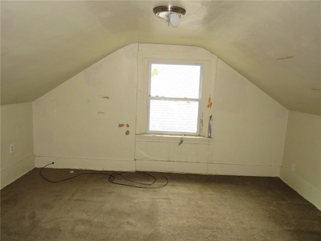 bonus room featuring carpet and vaulted ceiling