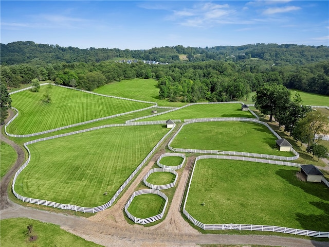 bird's eye view with a rural view