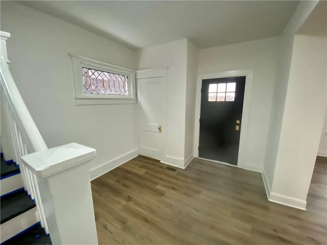 entrance foyer featuring dark hardwood / wood-style flooring