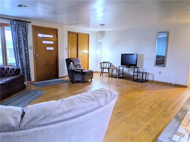 living room featuring hardwood / wood-style flooring