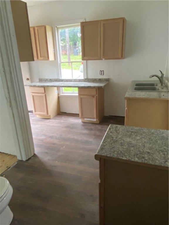 11947 Pennsylvania Ave, Vernon Twp, PA 16335 - kitchen featuring dark hardwood / wood-style floors, sink, and light brown cabinetry
