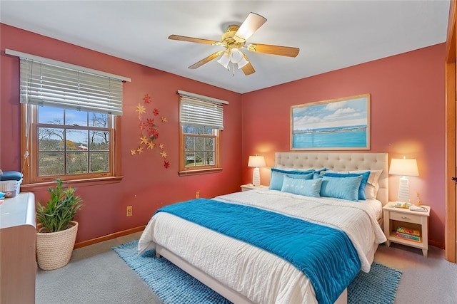 bedroom with carpet flooring and ceiling fan