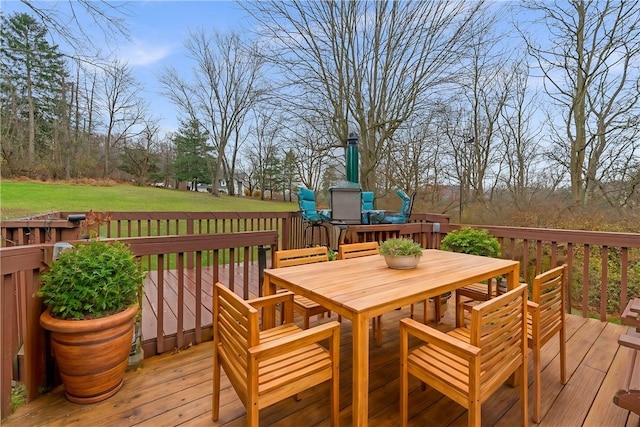 104 Caromar Dr, Adams Twp, PA 16046 - deck featuring outdoor dining area and a lawn