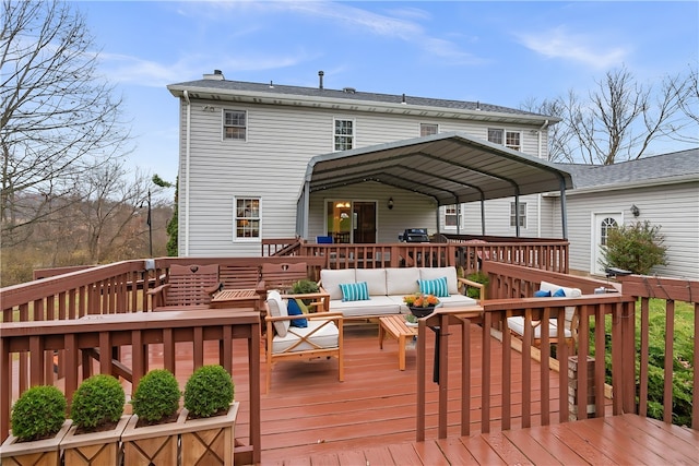 wooden terrace with outdoor lounge area