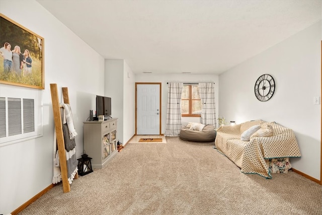 living room featuring carpet