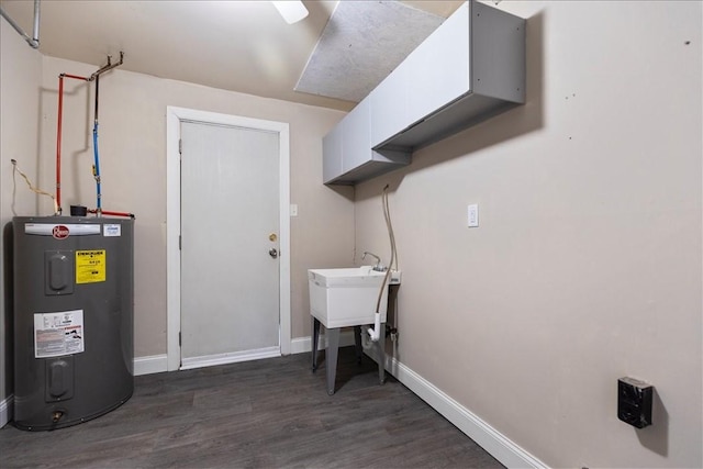 interior space featuring water heater and dark wood-type flooring