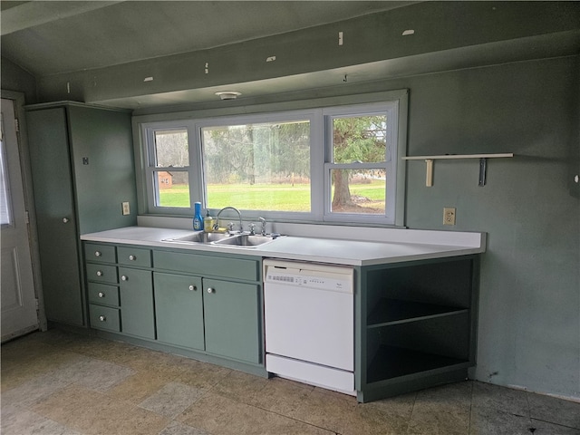 kitchen featuring white dishwasher and sink