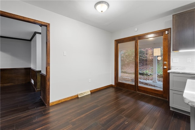 interior space featuring dark hardwood / wood-style floors