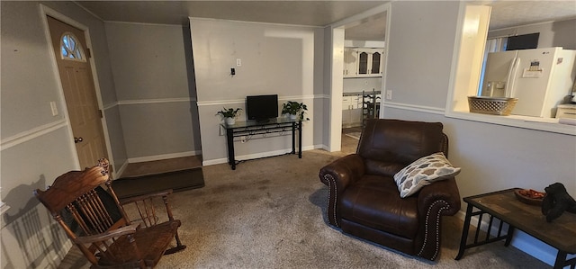 sitting room with carpet flooring